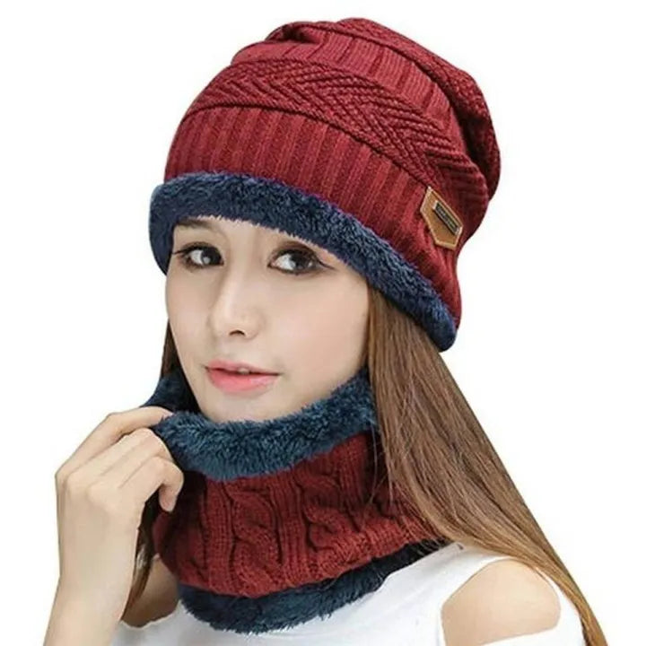 Winter Beanie Cap And Neck Warmer