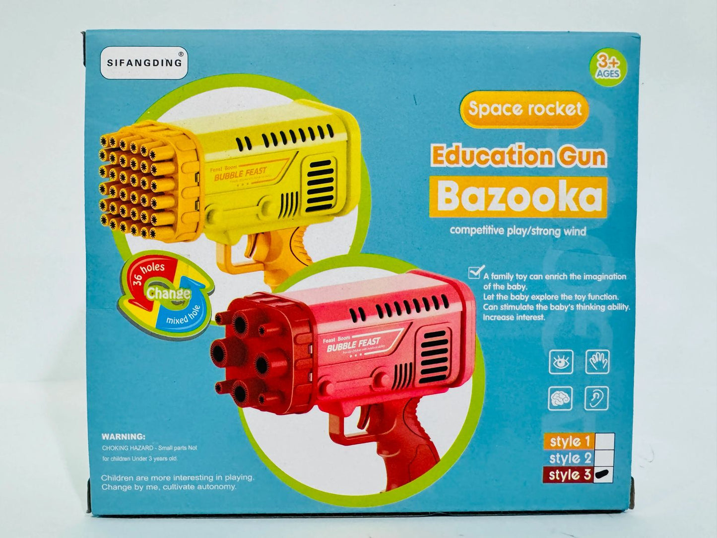 Bubble Machine Gun Toy for Kids, 36 / 8 Holes
