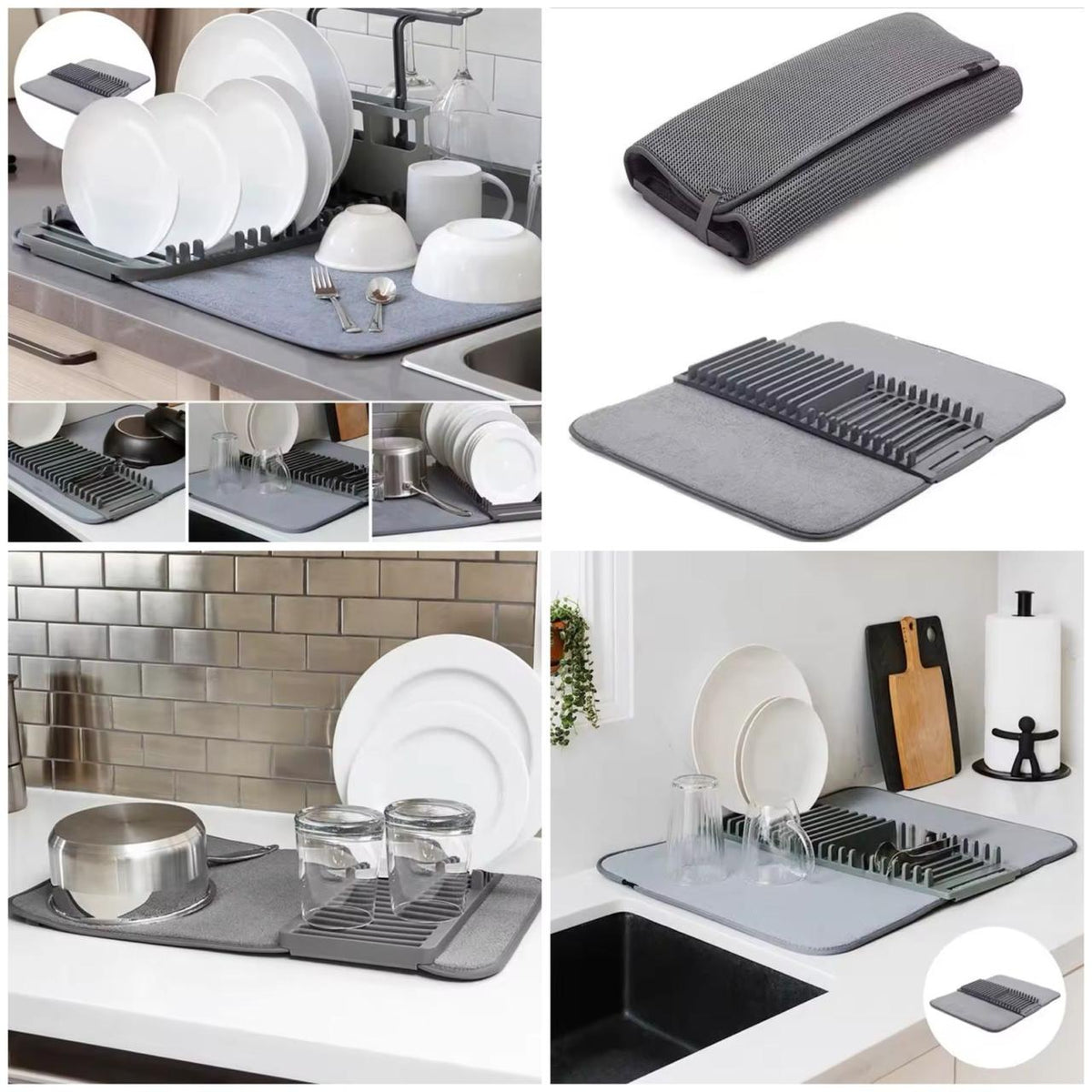 Foldable Dish Drying Mat with Rack