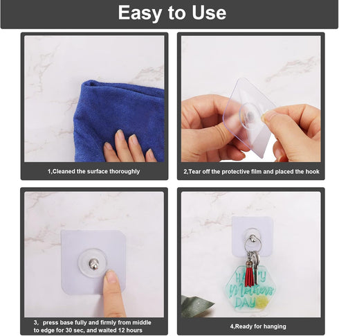 Screw Hooks Self-Adhesive, 10 PCs