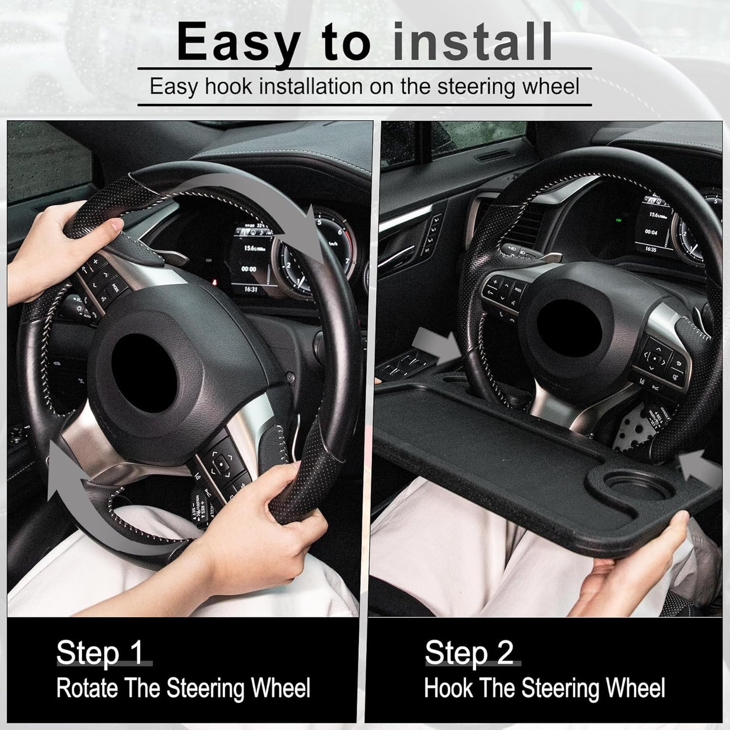Car Steering Wheel Tray – Portable Desk for Laptop & Food