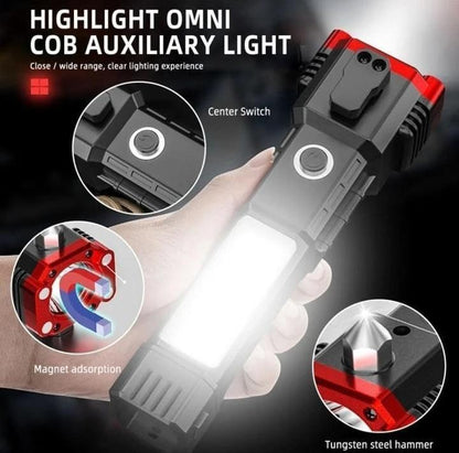 Rechargeable Flashlight With Safety Hammer