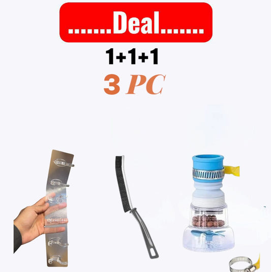 3 PCs Deal Tap Faucet, Corner Cleaning Brush, Hook Patti