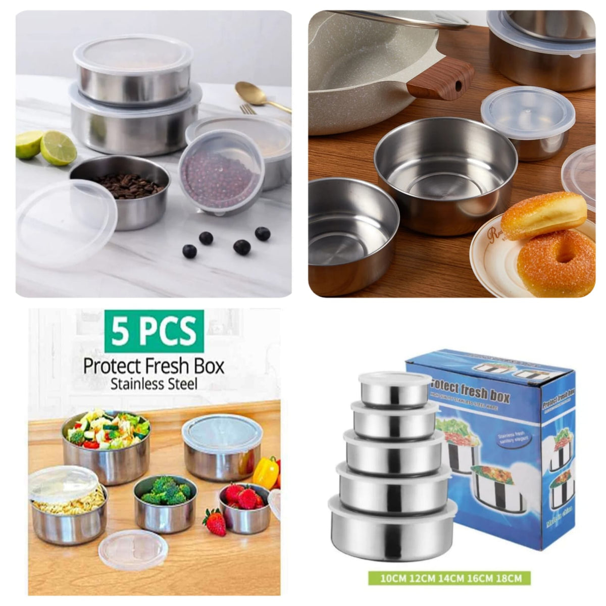 5 PCs Stainless Steel Bowl Set