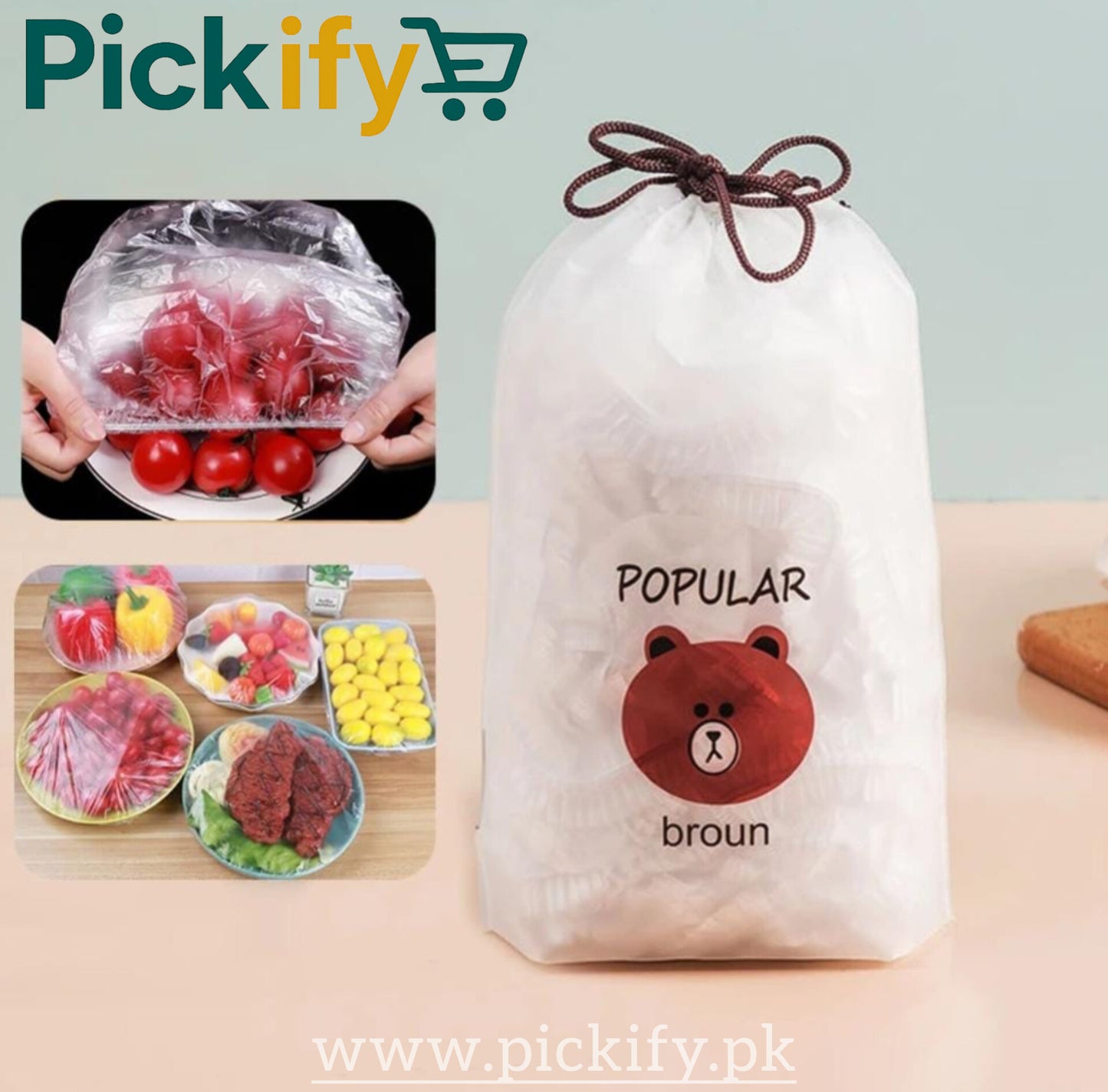100 Pcs Food Cover Polythene Covers