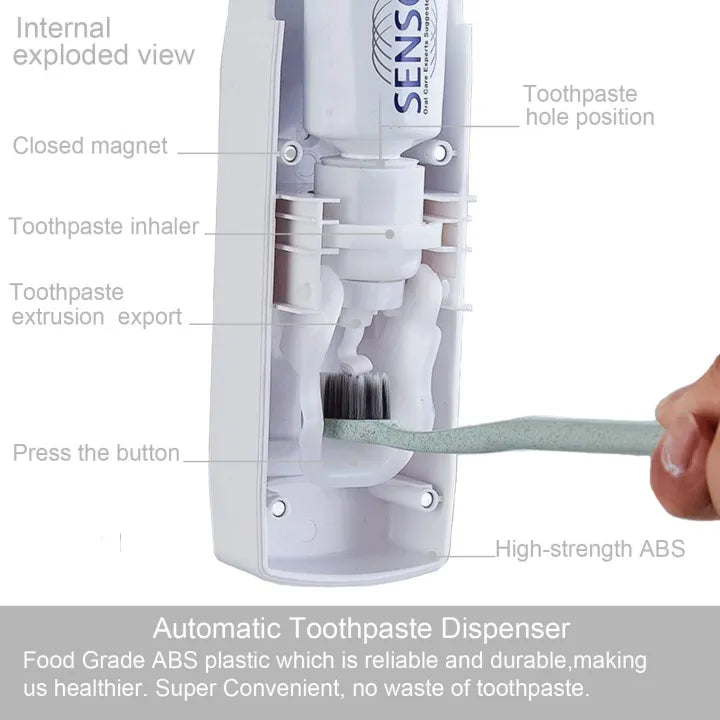 Automatic Toothpaste Dispenser & Toothbrush Holder