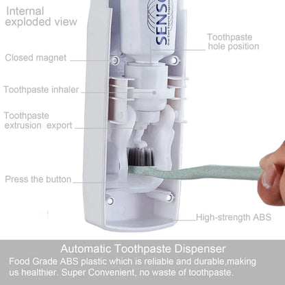 Automatic Toothpaste Dispenser & Toothbrush Holder