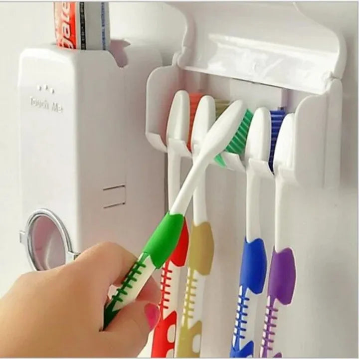 Automatic Toothpaste Dispenser & Toothbrush Holder