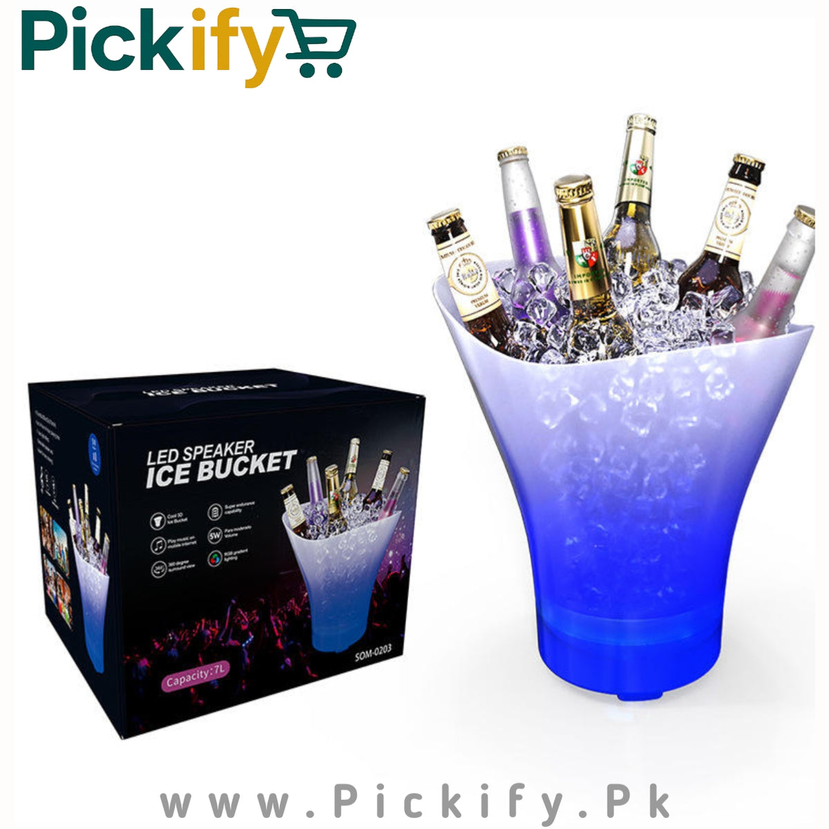 LED Ice Bucket with RGB Light & Bluetooth Speaker