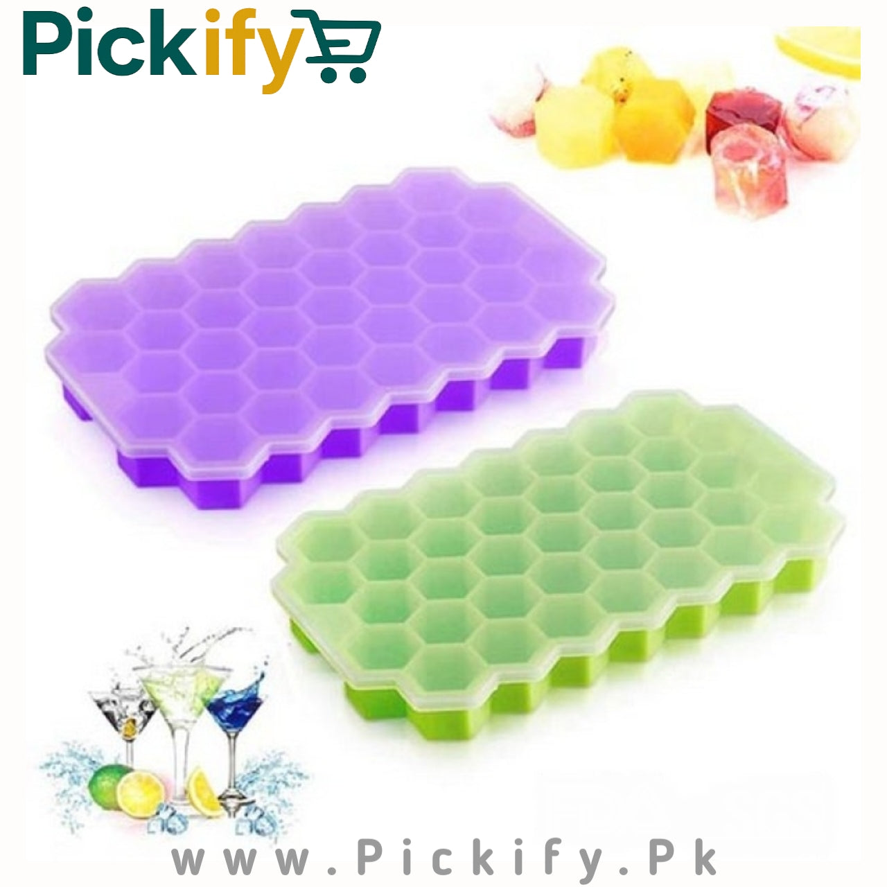 Silicone Ice Cube Tray with Lid Cover
