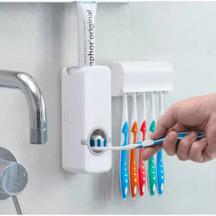 Automatic Toothpaste Dispenser & Toothbrush Holder