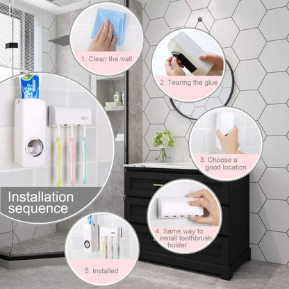 Automatic Toothpaste Dispenser & Toothbrush Holder