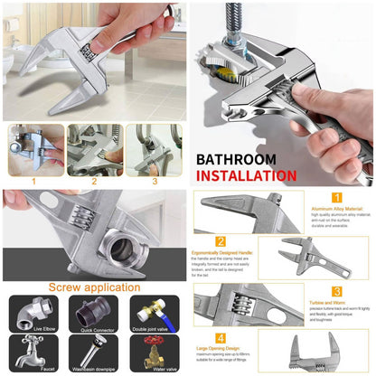 Wide Opening Adjustable Pipe Wrench
