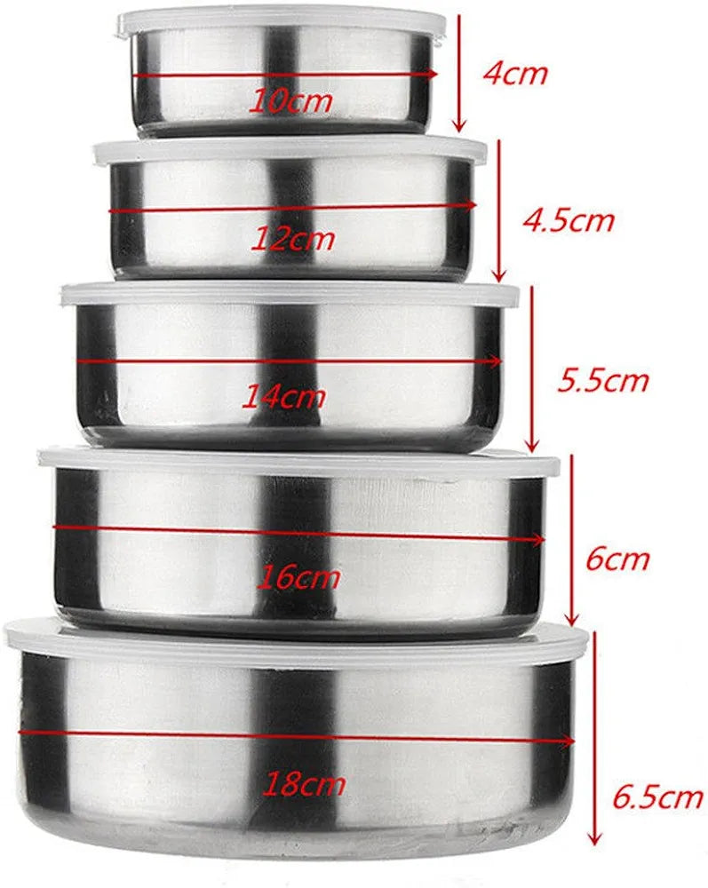 5 PCs Stainless Steel Bowl Set