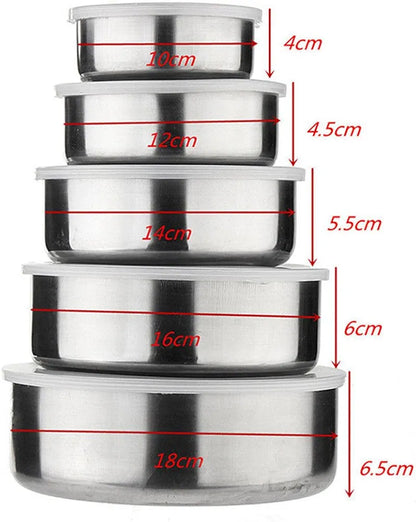 5 PCs Stainless Steel Bowl Set