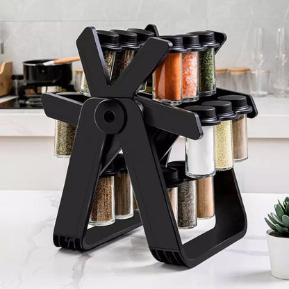 Ferris Rotating Spice Rack With 18 Glass Jars
