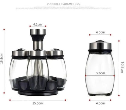 6-Piece Revolving Glass Spice Rack Set