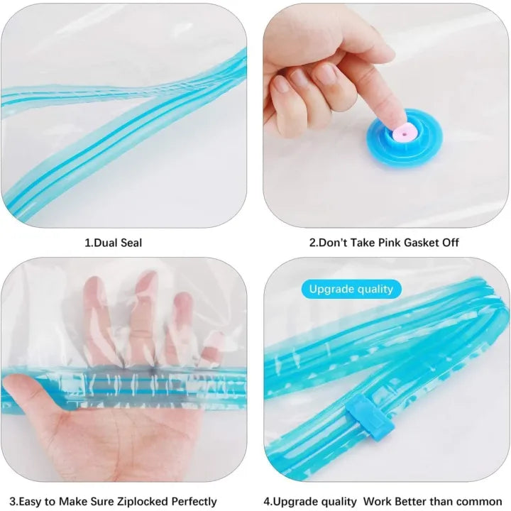 5-Piece Vacuum Storage Bags, With Manual Hand Pump