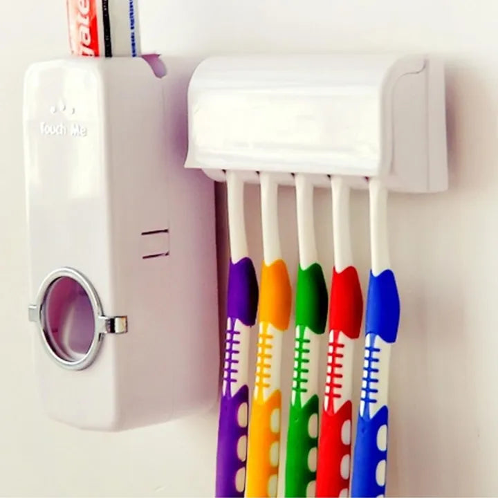 Automatic Toothpaste Dispenser & Toothbrush Holder