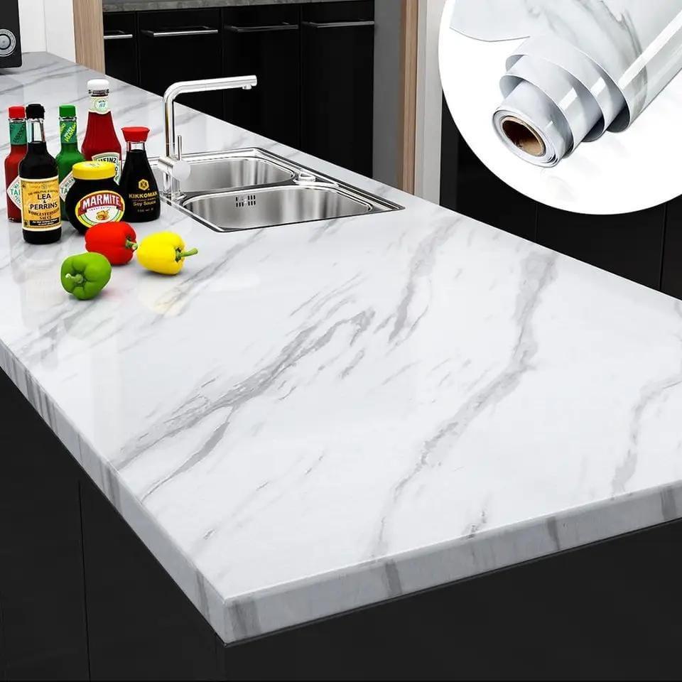 Self-Adhesive White Marble Sheet