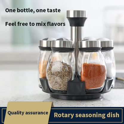 6-Piece Revolving Glass Spice Rack Set
