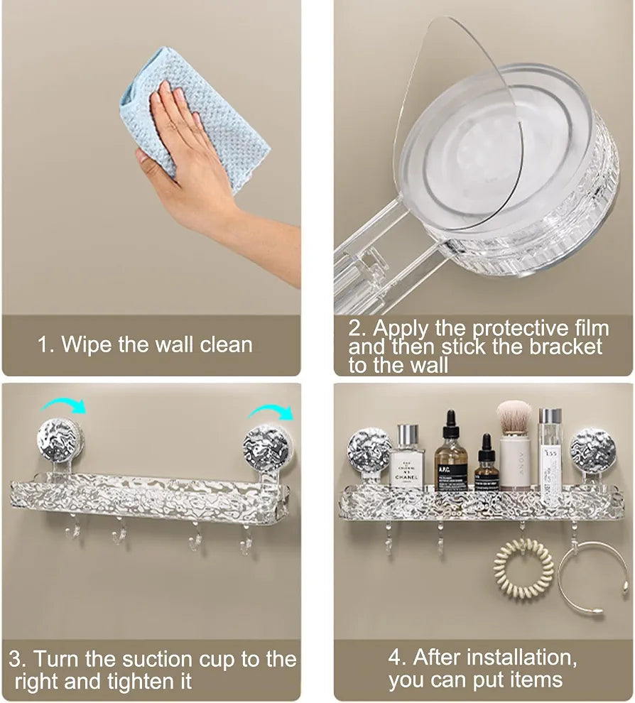 Luxury Suction Shelf With Hooks