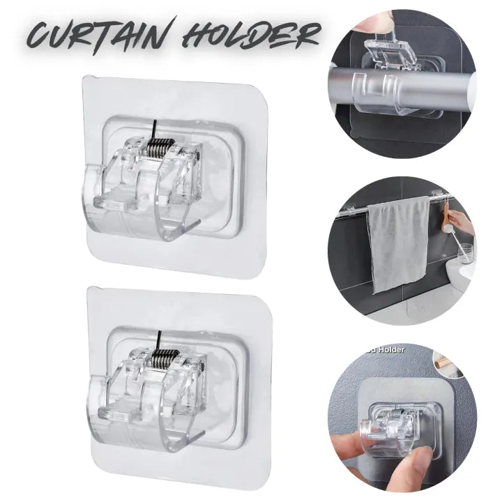 No-Drill Self-Adhesive Curtain Rod Holder