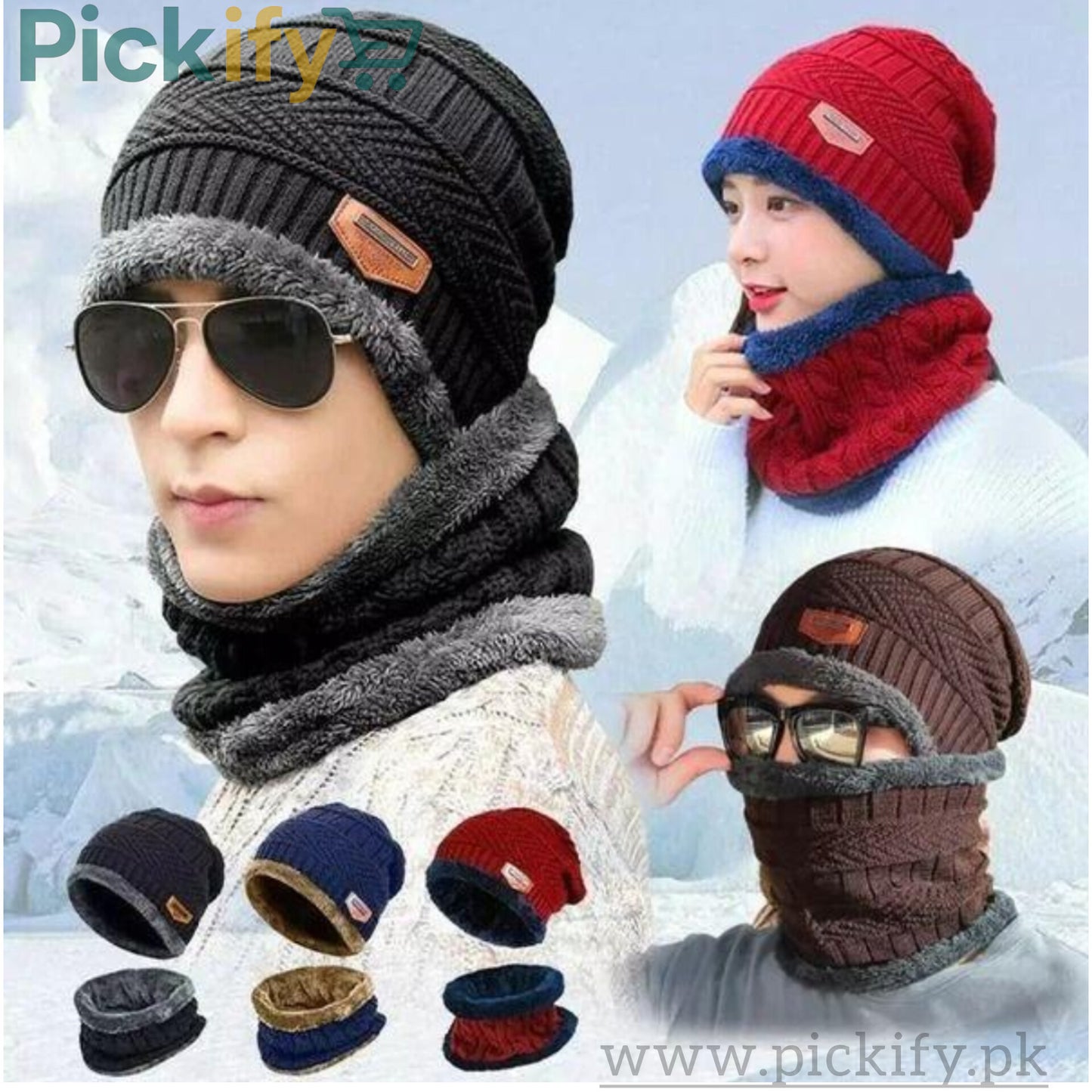 Winter Beanie Cap And Neck Warmer