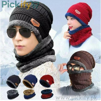 Winter Beanie Cap And Neck Warmer