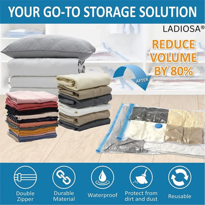 5-Piece Vacuum Storage Bags, With Manual Hand Pump