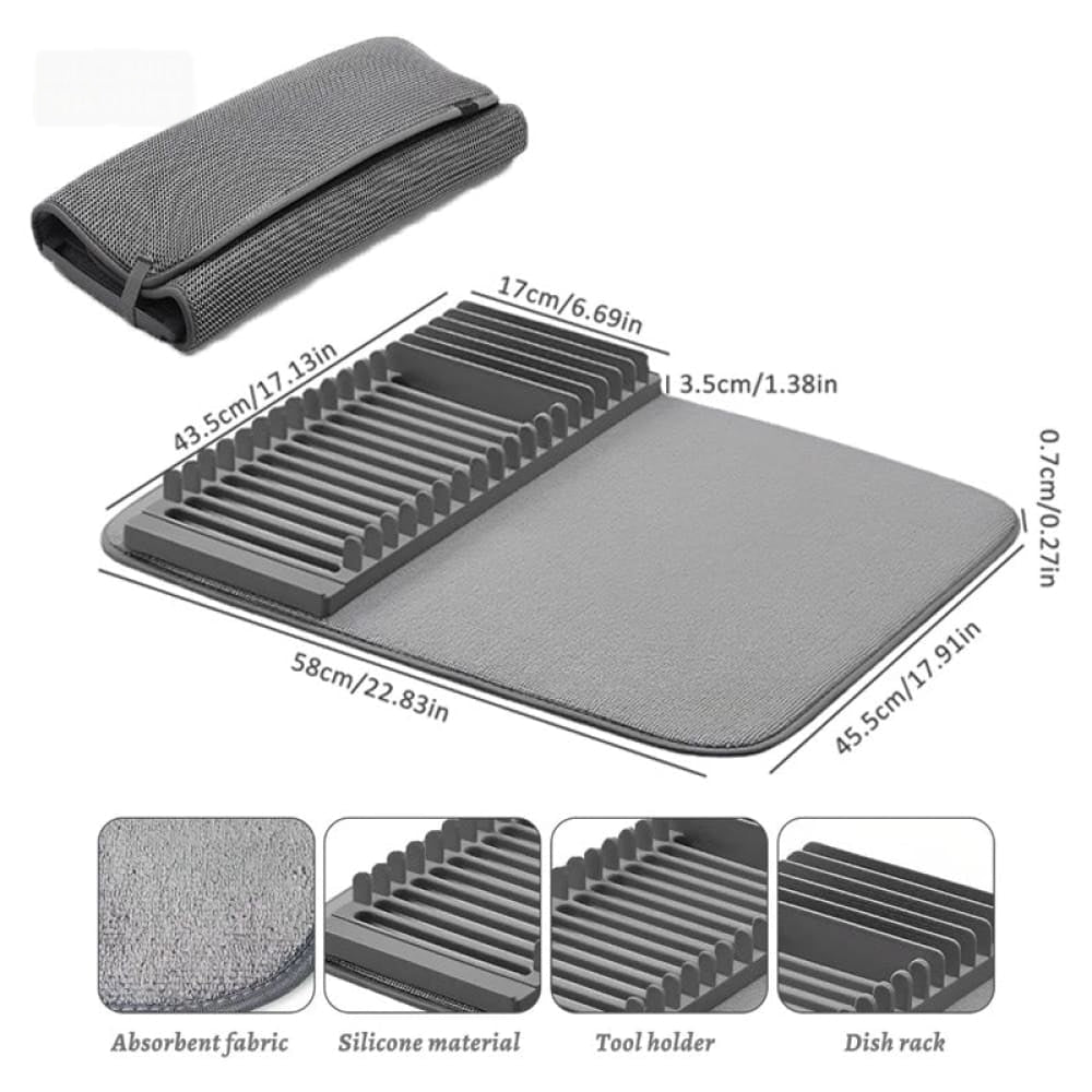 Foldable Dish Drying Mat with Rack