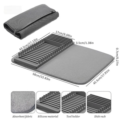 Foldable Dish Drying Mat with Rack