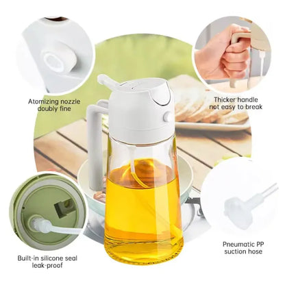 2 in 1 Oil Sprayer & Dispenser Bottle, 450 Ml