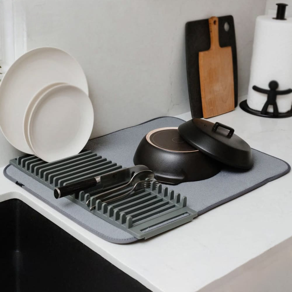 Foldable Dish Drying Mat with Rack