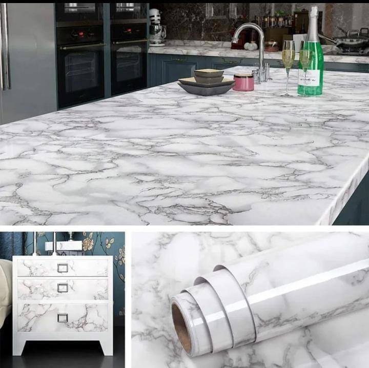 Self-Adhesive White Marble Sheet