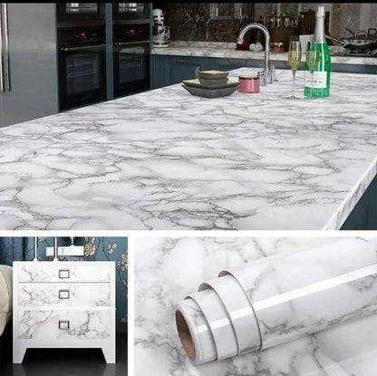 Self-Adhesive White Marble Sheet