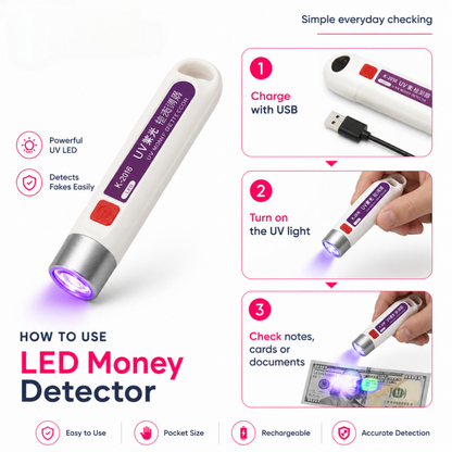 USB Rechargeable UV Light Currency Detector