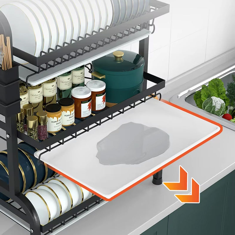 3-Tier Kitchen Dish Drying Rack with Utensil Holder & Drain Trays