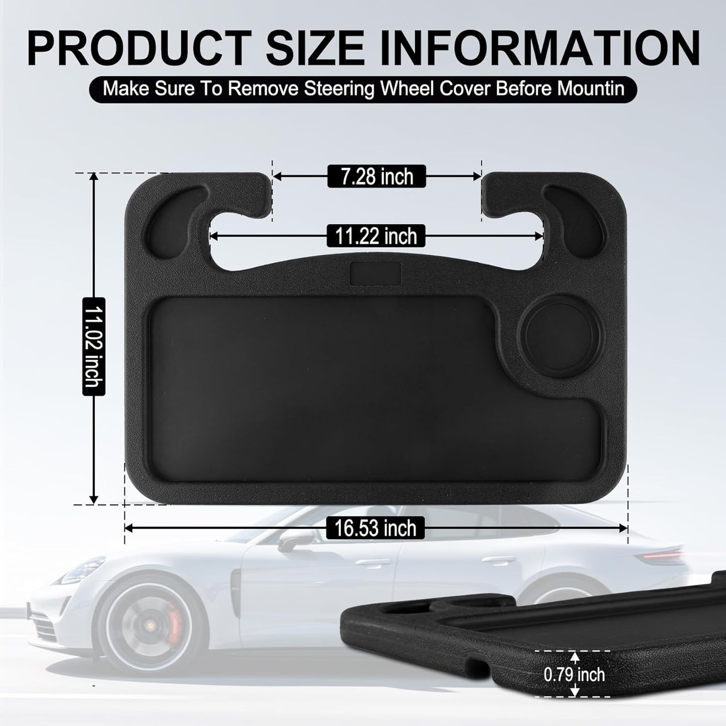 Car Steering Wheel Tray – Portable Desk for Laptop & Food