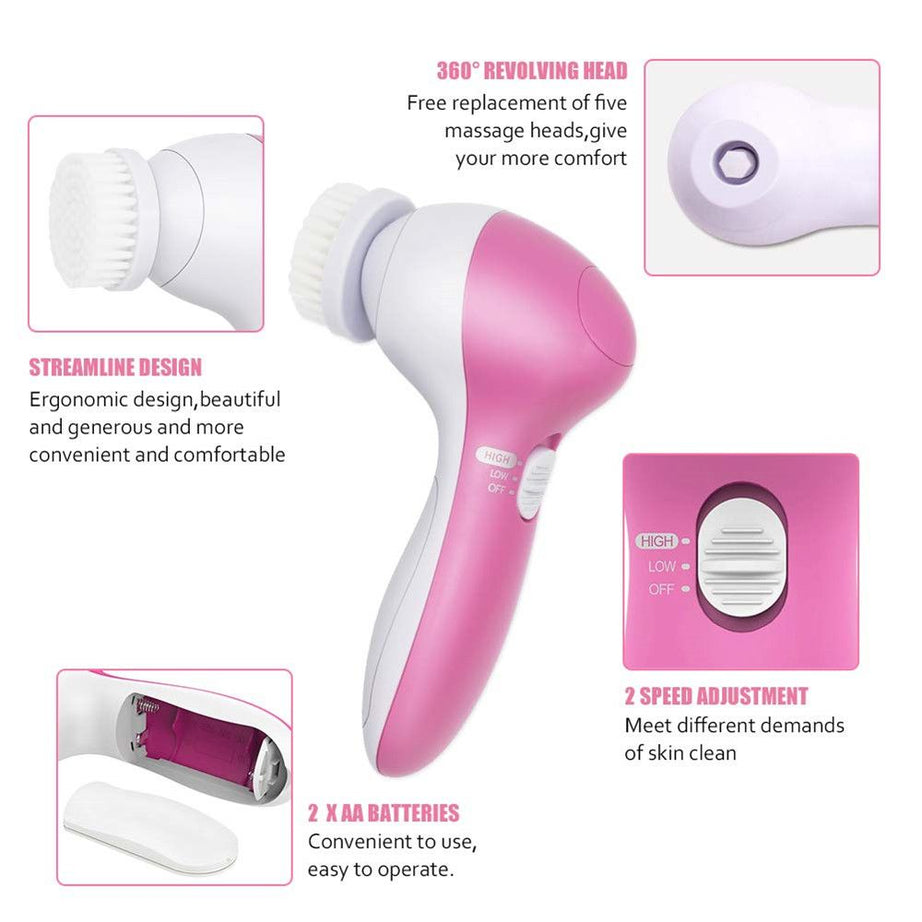 5-in-1 Facial Massager & Cleanser Brush Set