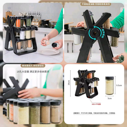 Ferris Rotating Spice Rack With 18 Glass Jars
