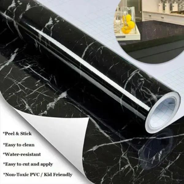 Self-Adhesive Black Marble Sheet