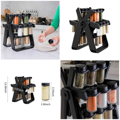 Ferris Rotating Spice Rack With 18 Glass Jars