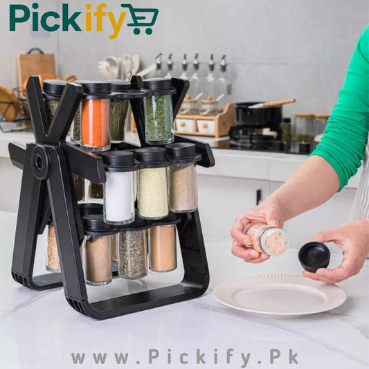 Ferris Rotating Spice Rack With 18 Glass Jars