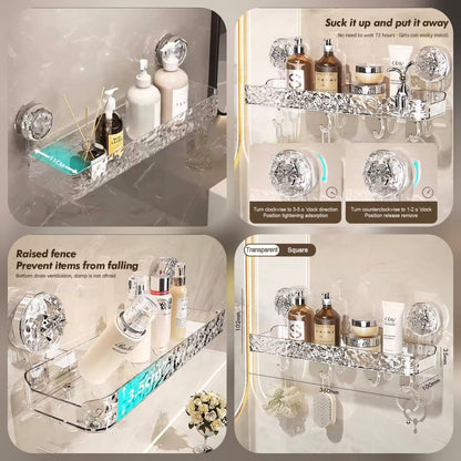 Luxury Suction Shelf With Hooks