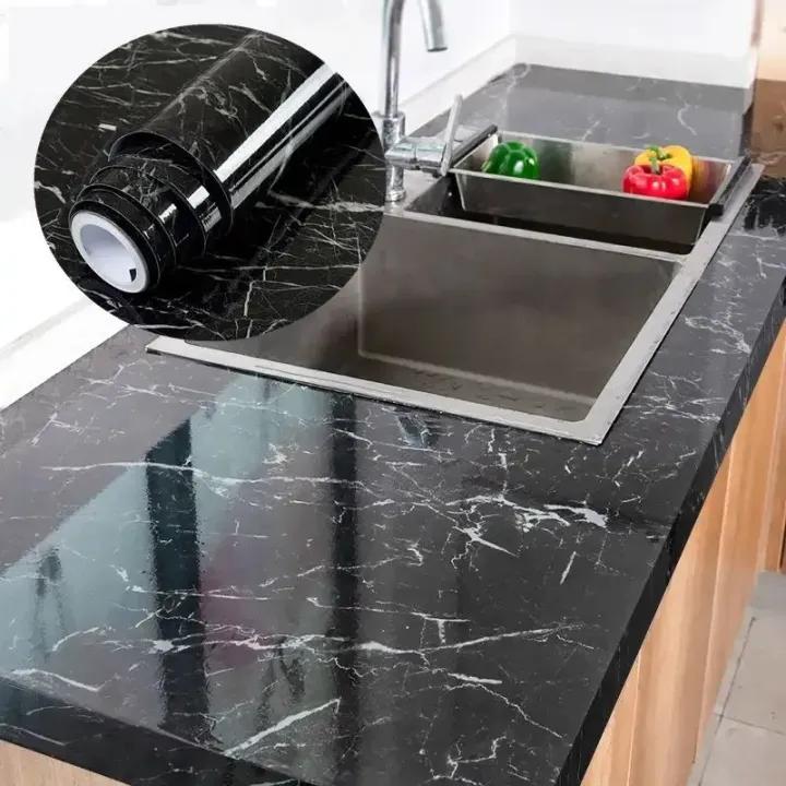 Self-Adhesive Black Marble Sheet