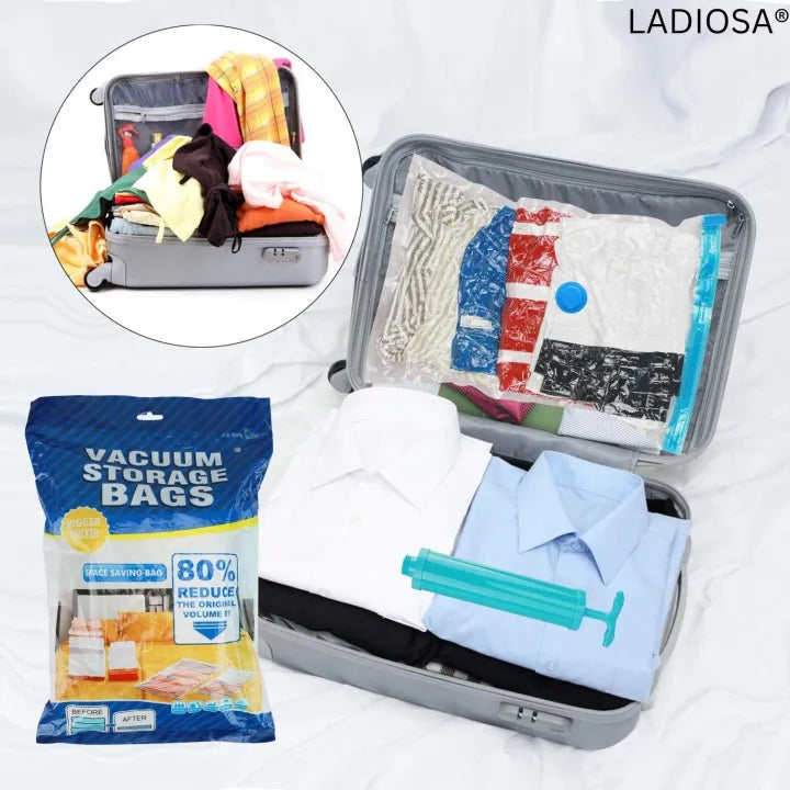 5-Piece Vacuum Storage Bags, With Manual Hand Pump