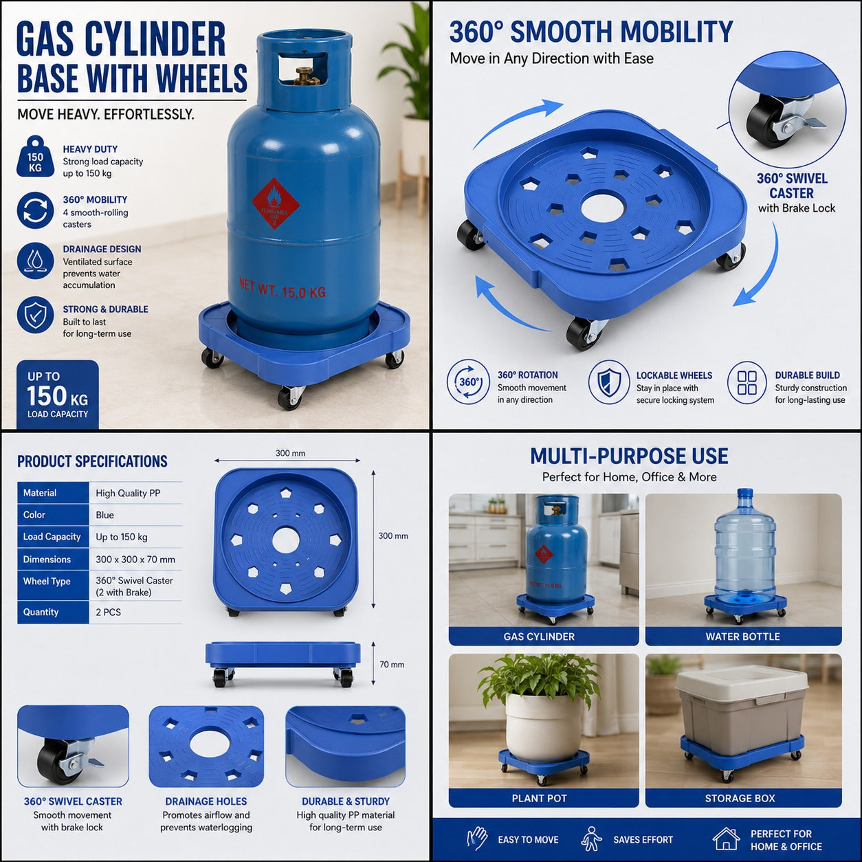Universal Moving Stand for Gas Cylinder & Pots
