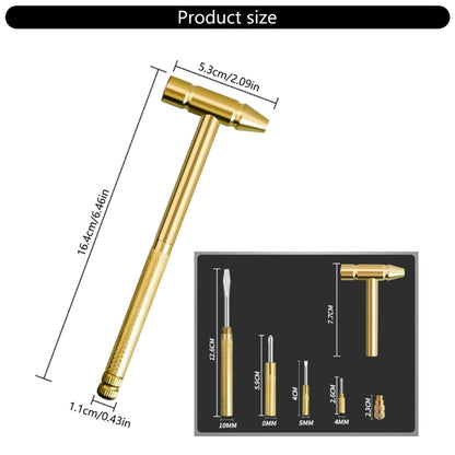 5-in-1 Mini Brass Hammer & Screwdriver Set