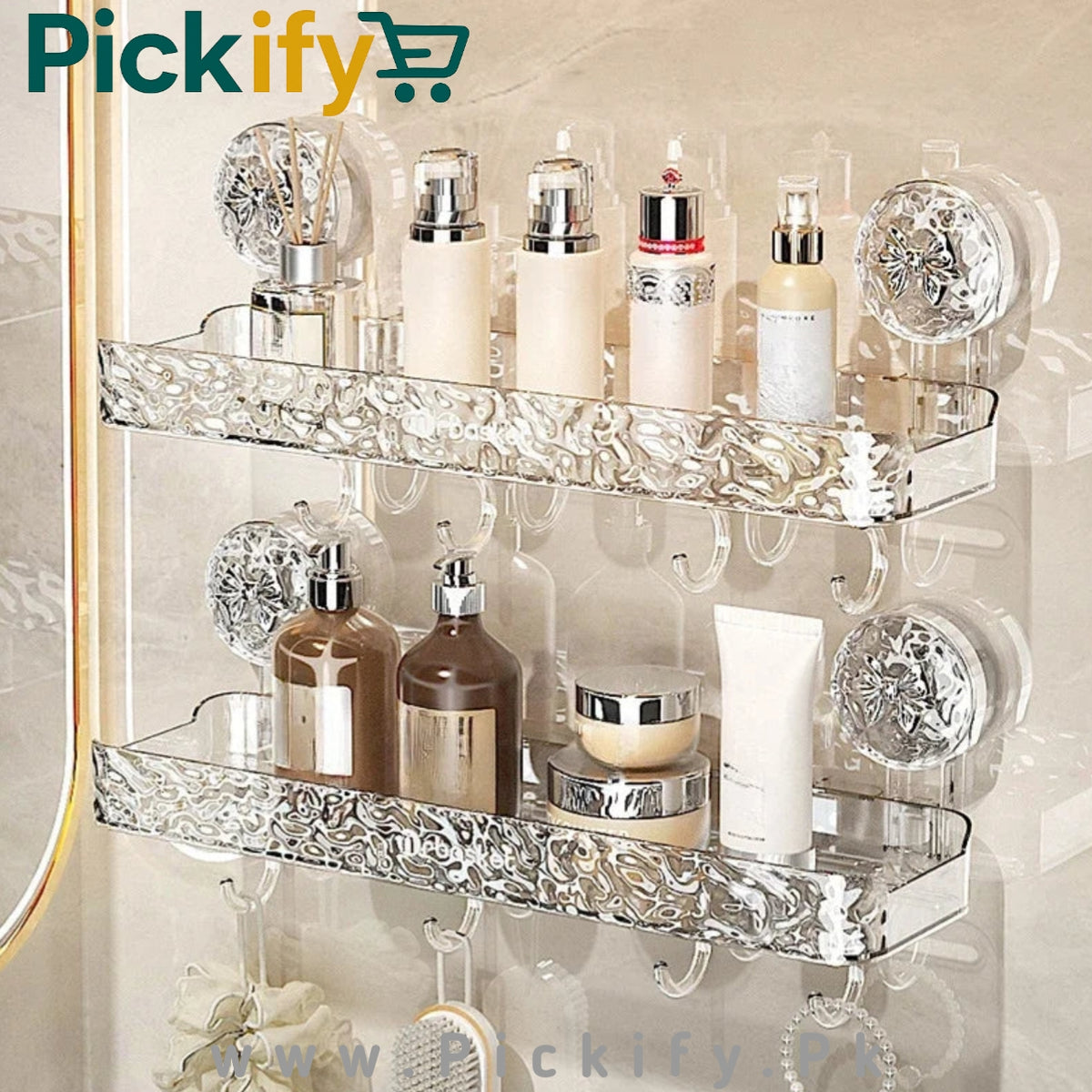 Luxury Suction Shelf With Hooks